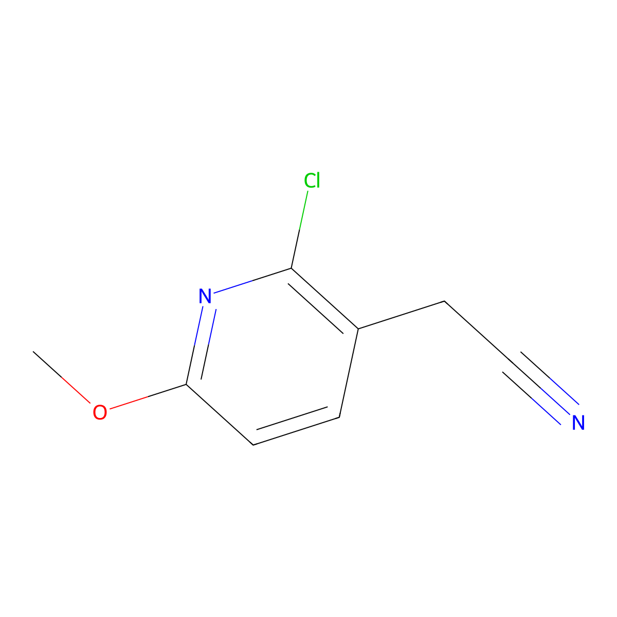 2-Chloro-6-methoxy-3-pyridineacetonitrile molecular structure, CAS 1227570-74-2