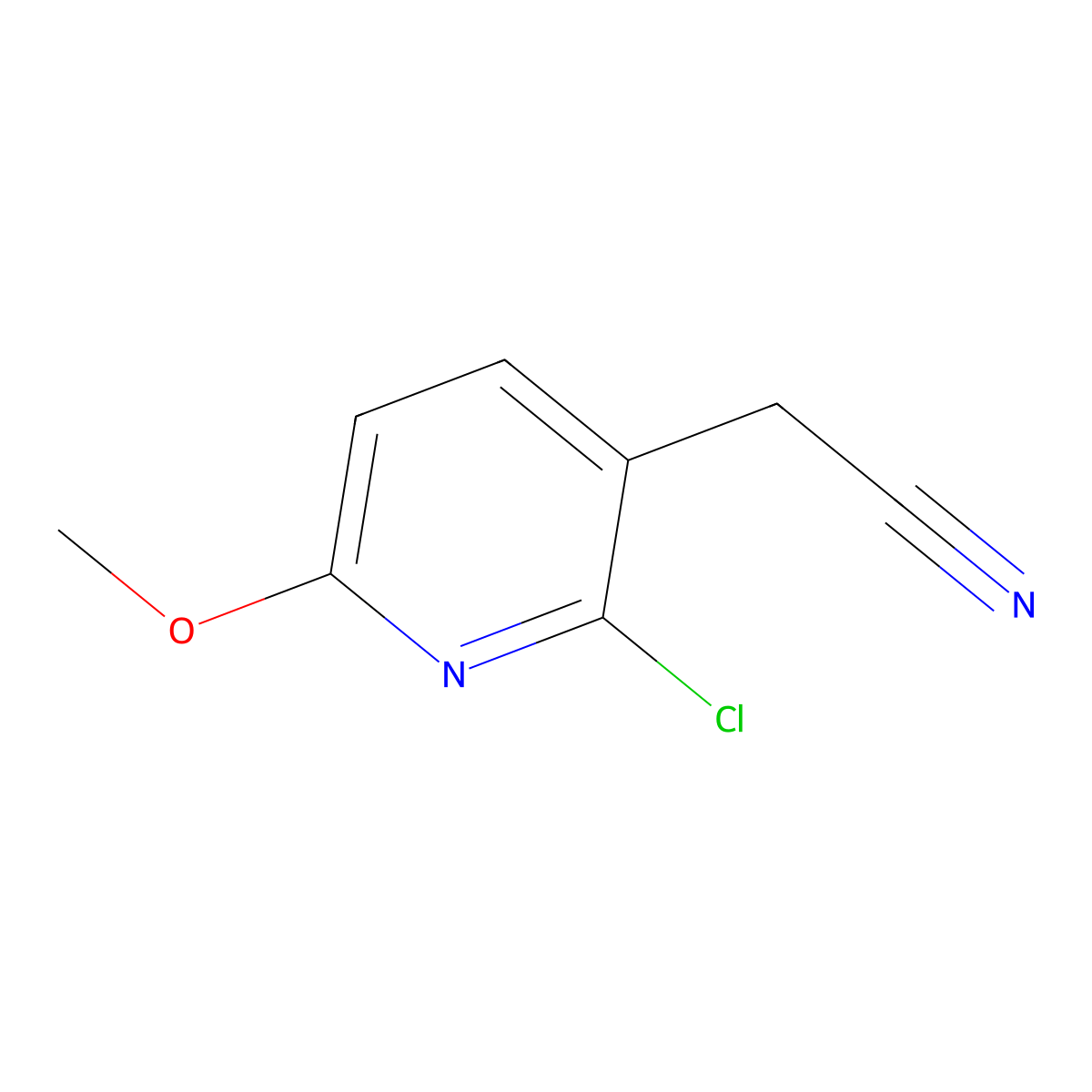 2-Chloro-6-methoxy-3-pyridineacetonitrile molecular structure, CAS 1227570-74-2