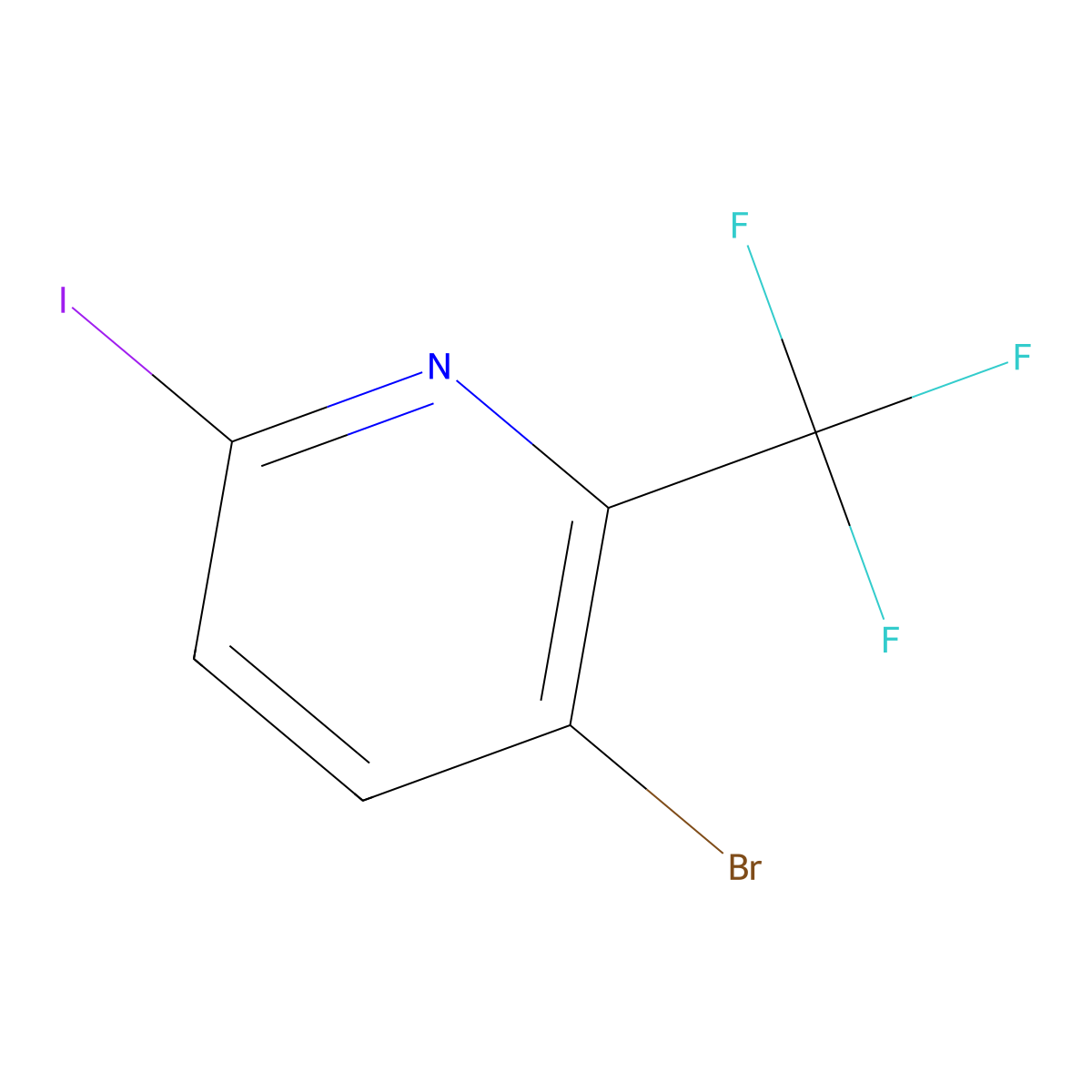 3-Bromo-6-iodo-2-(trifluoromethyl)pyridine molecular structure, CAS 1227571-57-4