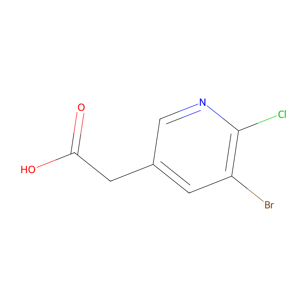 2-(5-Bromo-6-chloropyridin-3-yl)acetic acid molecular structure, CAS 1227571-87-0