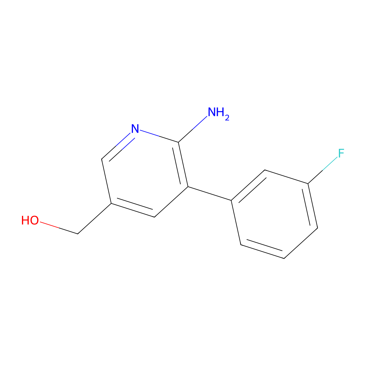 (6-Amino-5-(3-fluorophenyl)pyridin-3-yl)methanol molecular structure, CAS 1227571-89-2