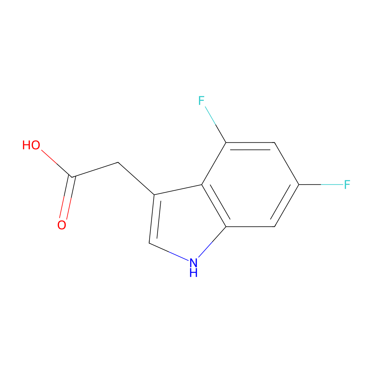 2-(4,6-Difluoro-1H-indol-3-yl)acetic acid molecular structure, CAS 1227572-83-9