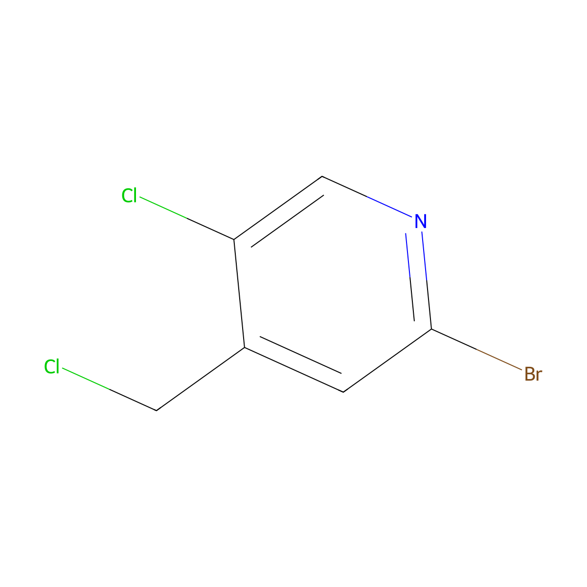 2-Bromo-5-chloro-4-(chloromethyl)pyridine molecular structure, CAS 1227573-03-6