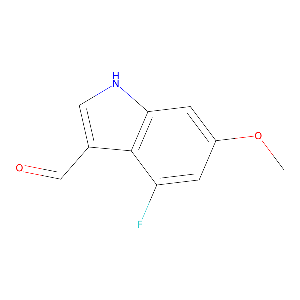 4-Fluoro-6-methoxy-indole-3-carboxyaldehyde molecular structure, CAS 1227573-88-7
