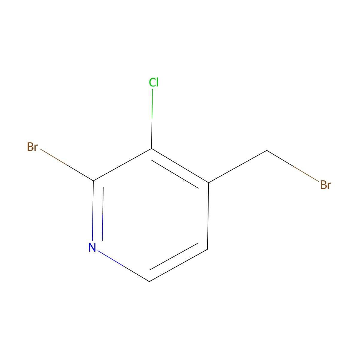 2-Bromo-4-(bromomethyl)-3-chloropyridine molecular structure, CAS 1227574-40-4