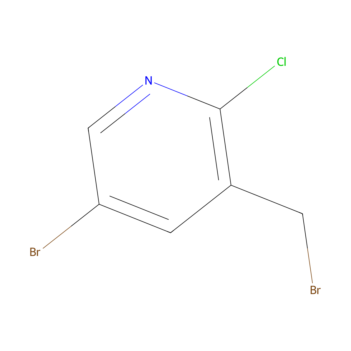 5-Bromo-3-(bromomethyl)-2-chloropyridine molecular structure, CAS 1227574-56-2