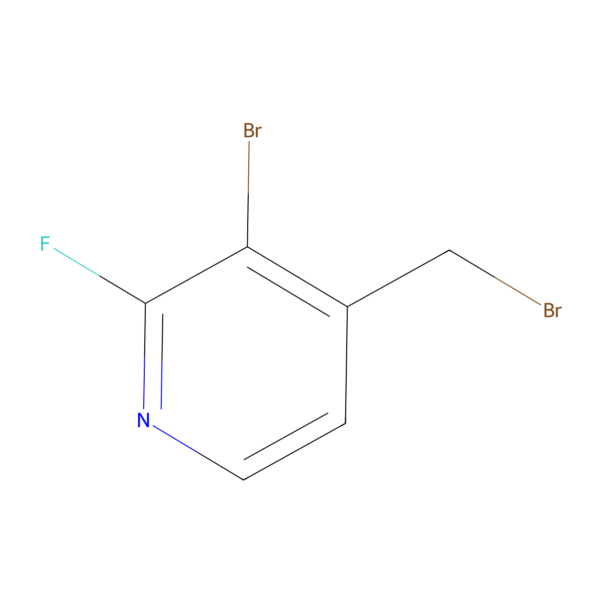3-Bromo-4-(bromomethyl)-2-fluoropyridine molecular structure, CAS 1227574-80-2