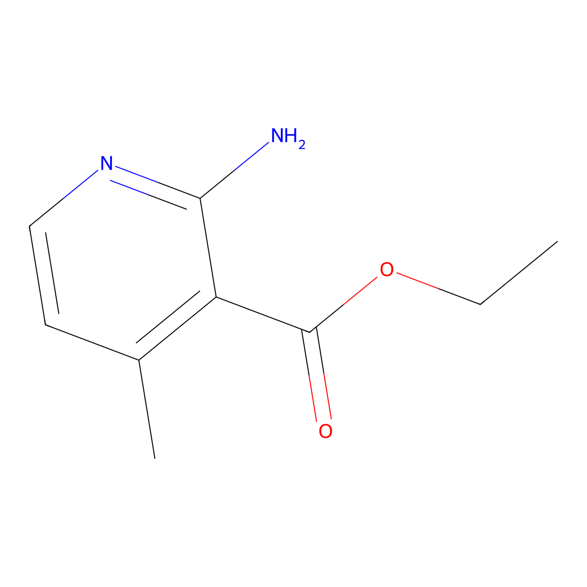 Ethyl 2-amino-4-methylnicotinate molecular structure, CAS 1227575-23-6