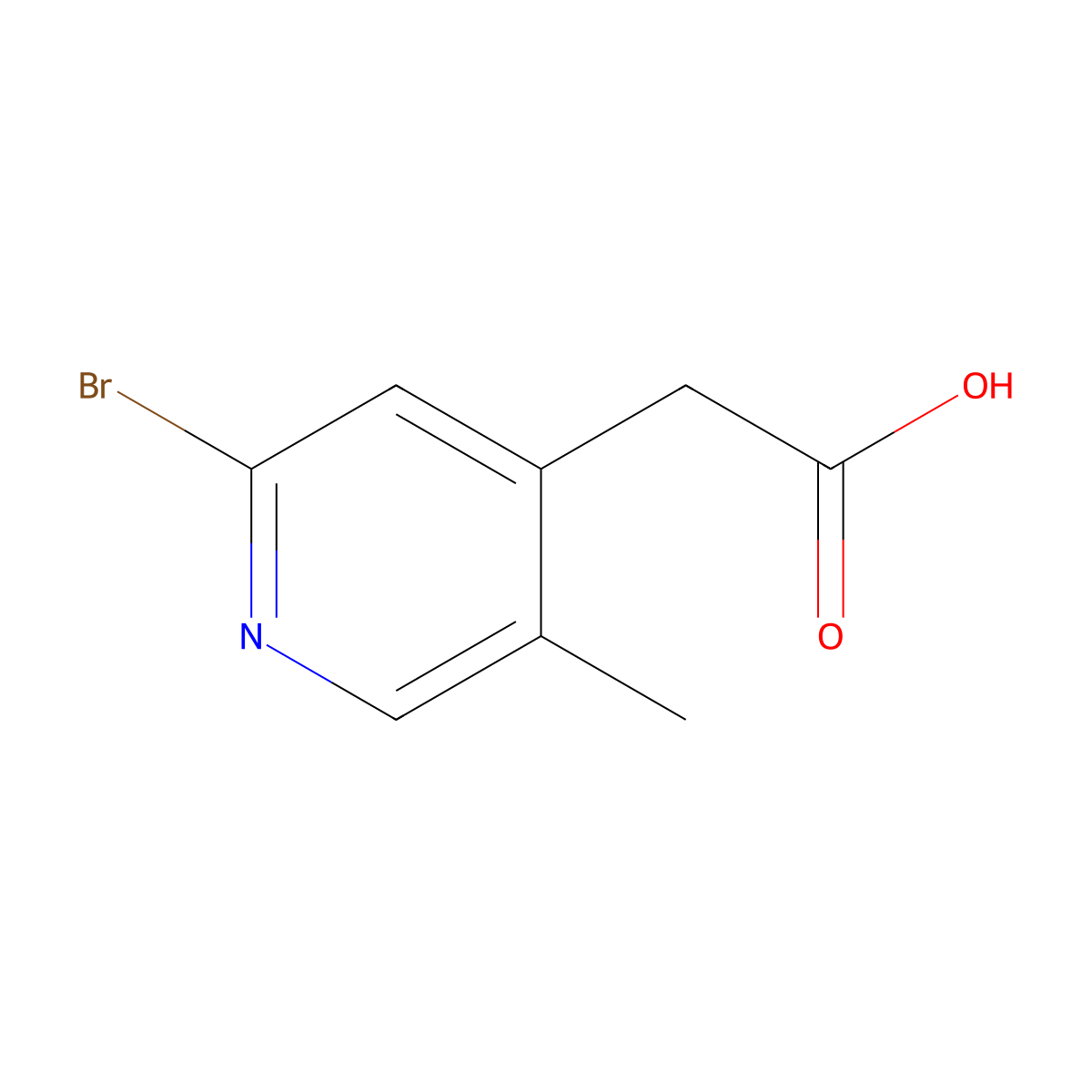 2-(2-Bromo-5-methylpyridin-4-yl)acetic acid molecular structure, CAS 1227576-16-0