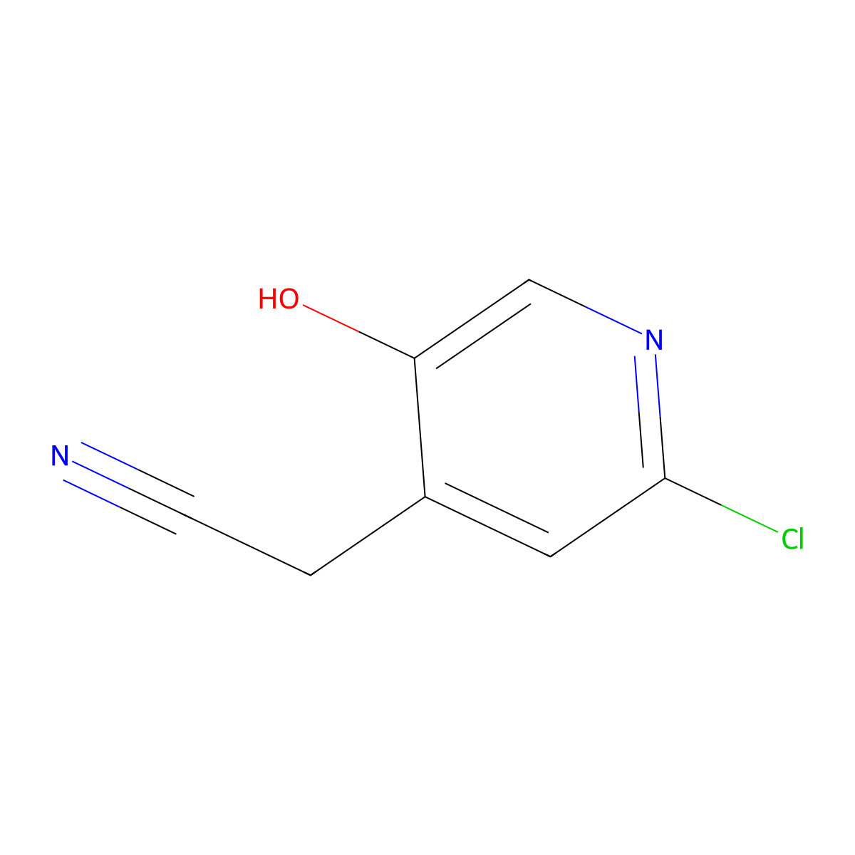 2-(2-Chloro-5-hydroxypyridin-4-yl)acetonitrile molecular structure, CAS 1227576-29-5