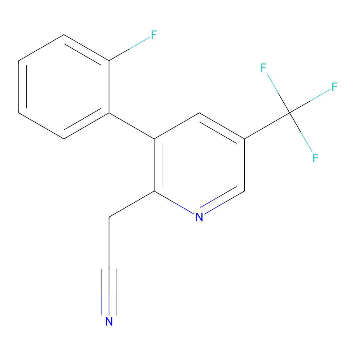2-[3-(2-Fluorophenyl)-5-(trifluoromethyl)-2-pyridinyl]acetonitrile molecular structure, CAS 1227577-06-1