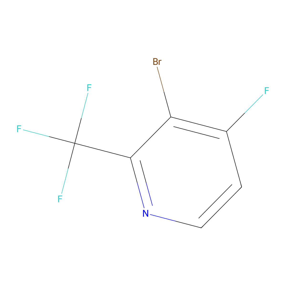 3-Bromo-4-fluoro-2-(trifluoromethyl)pyridine molecular structure, CAS 1227578-42-8