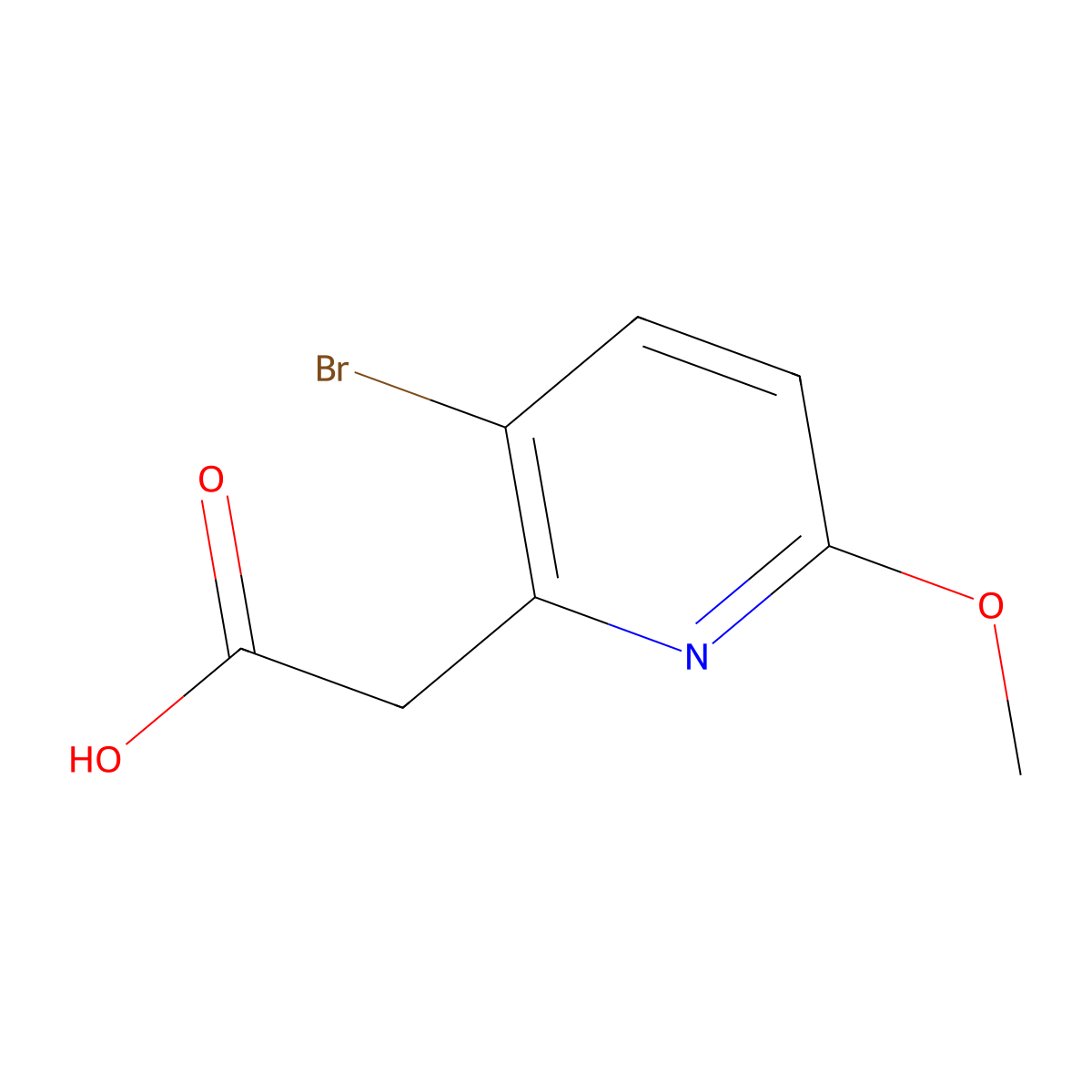 3-Bromo-6-methoxy-2-pyridineacetic acid molecular structure, CAS 1227578-47-3