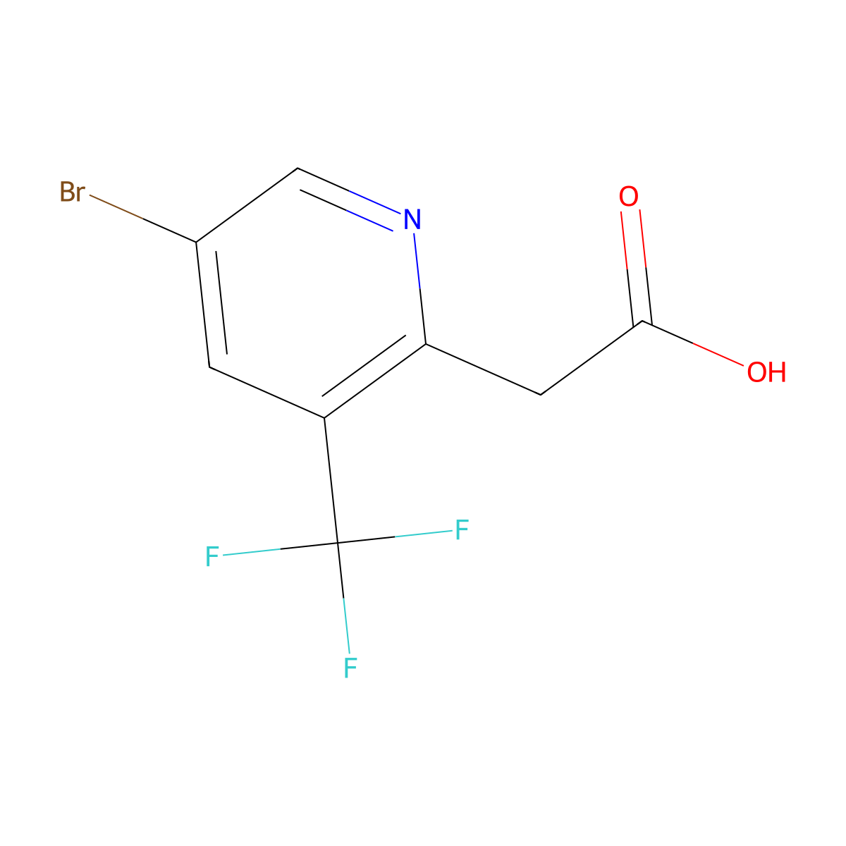 2-(5-Bromo-3-(trifluoromethyl)pyridin-2-yl)acetic acid molecular structure, CAS 1227578-52-0