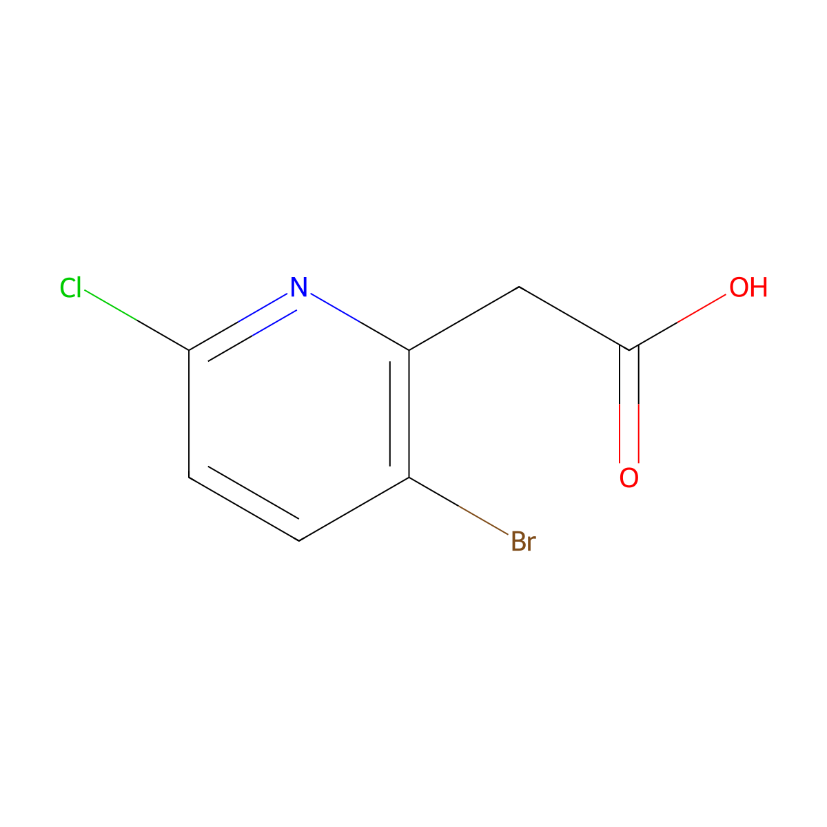 3-Bromo-6-chloro-2-pyridineacetic acid molecular structure, CAS 1227578-66-6