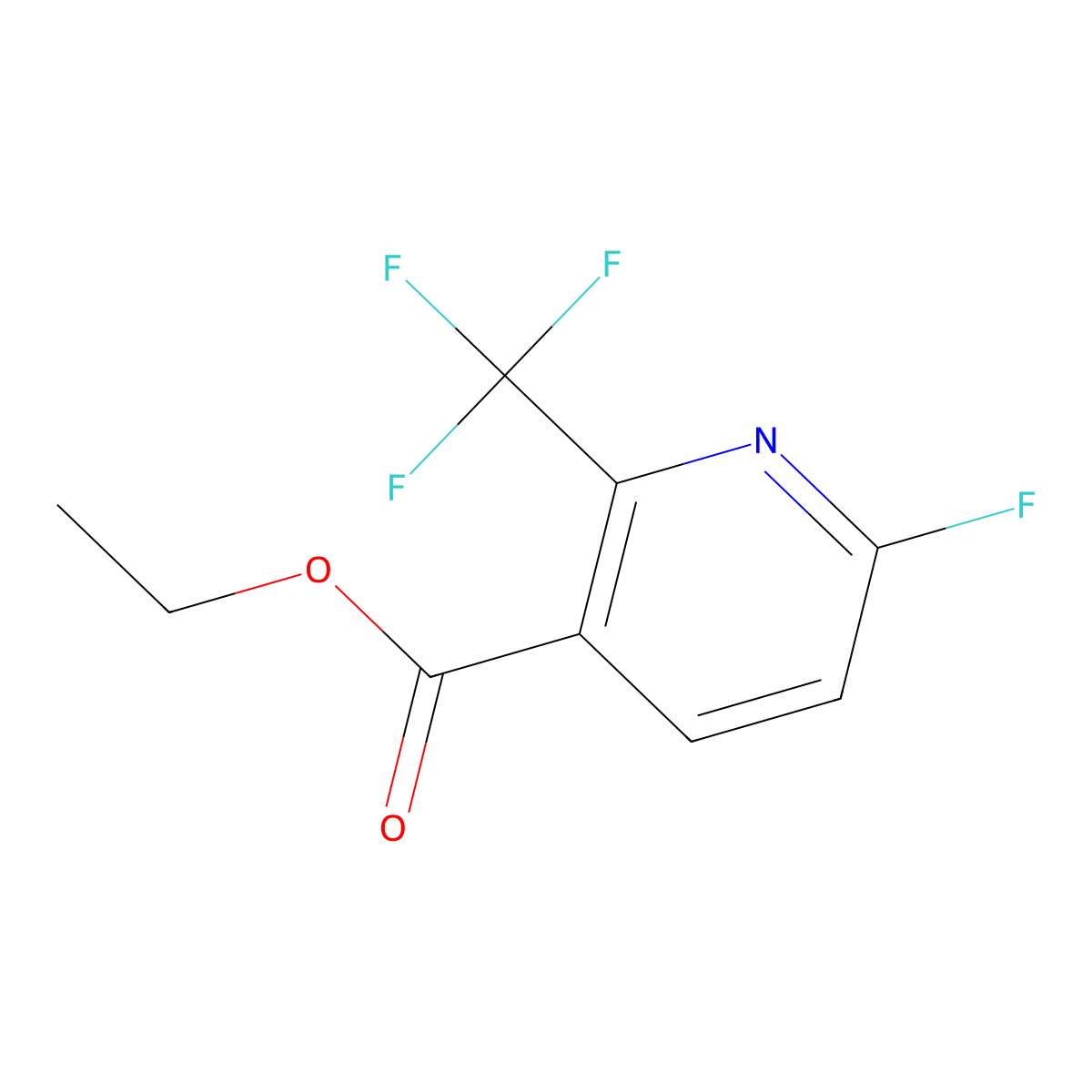 Ethyl 6-fluoro-2-(trifluoromethyl)nicotinate molecular structure, CAS 1227579-21-6