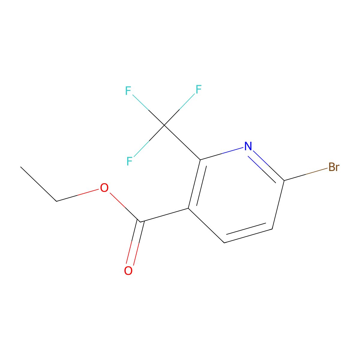 Ethyl 6-bromo-2-(trifluoromethyl)nicotinate molecular structure, CAS 1227579-41-0