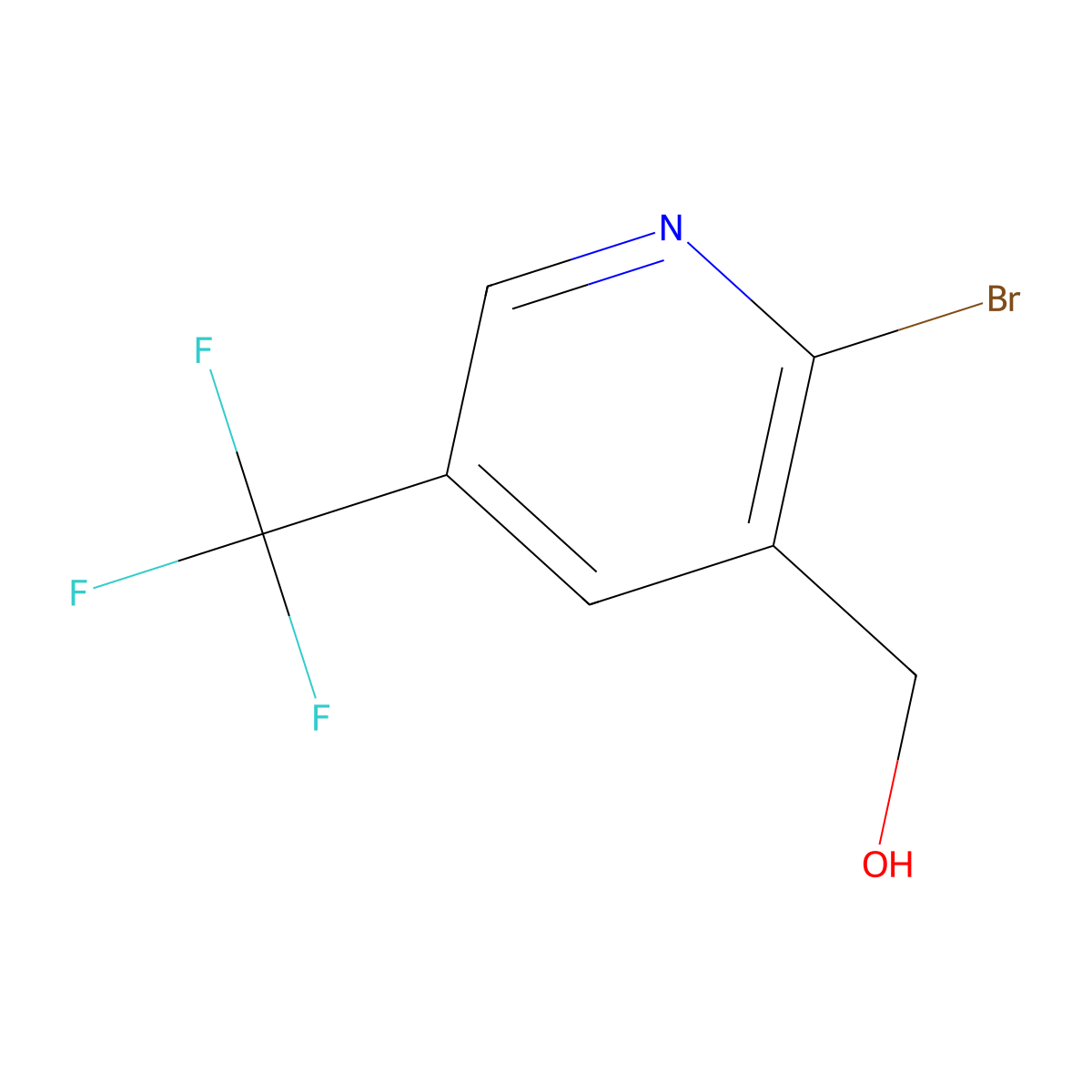 2-Bromo-5-(trifluoromethyl)pyridine-3-methanol molecular structure, CAS 1227580-00-8
