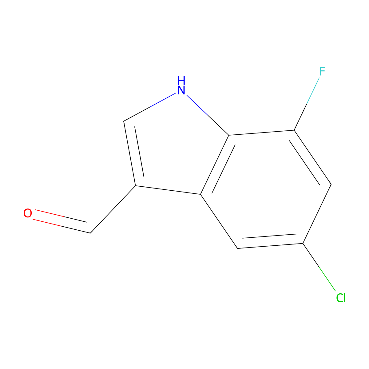 5-chloro-7-fluoro-1H-indole-3-carbaldehyde molecular structure, CAS 1227580-10-0