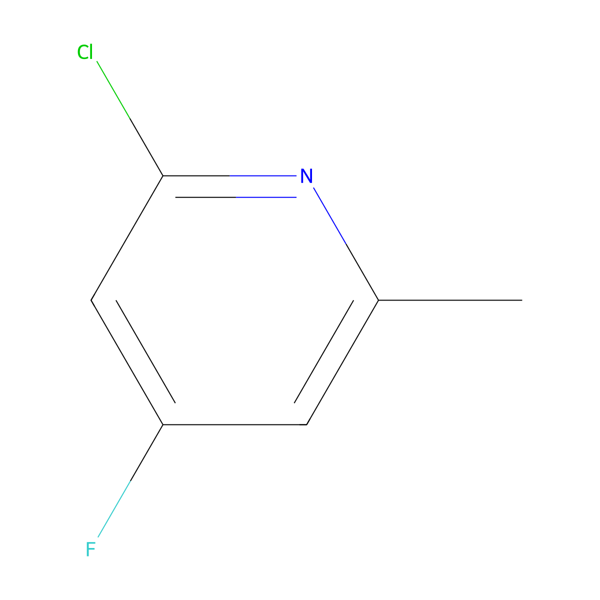 2-Chloro-4-fluoro-6-methylpyridine molecular structure, CAS 1227580-32-6