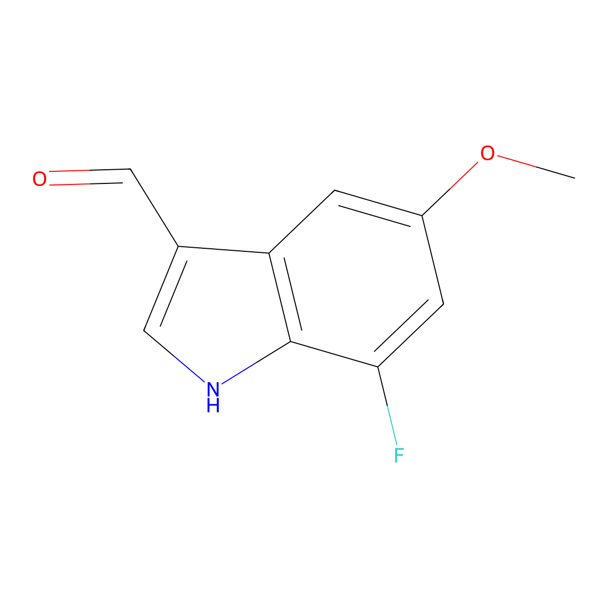 1H-Indole-3-carboxaldehyde, 7-fluoro-5-methoxy- molecular structure, CAS 1227580-91-7