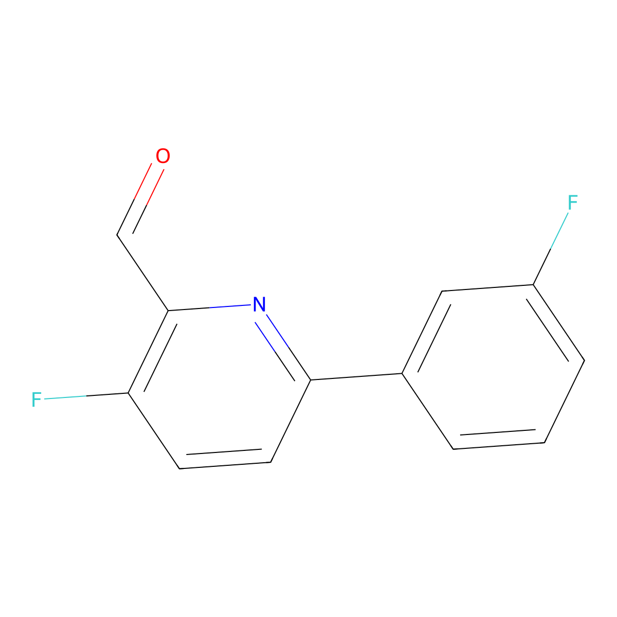 3-Fluoro-6-(3-fluorophenyl)picolinaldehyde molecular structure, CAS 1227581-54-5