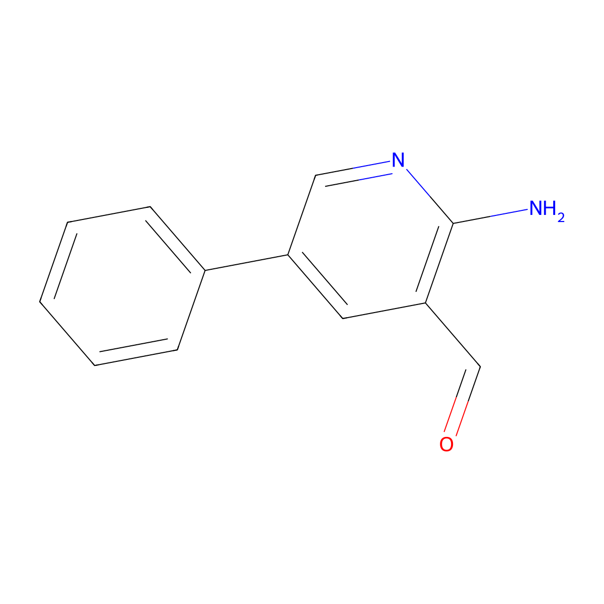 2-Amino-5-phenyl-3-pyridinecarboxaldehyde molecular structure, CAS 1227582-61-7