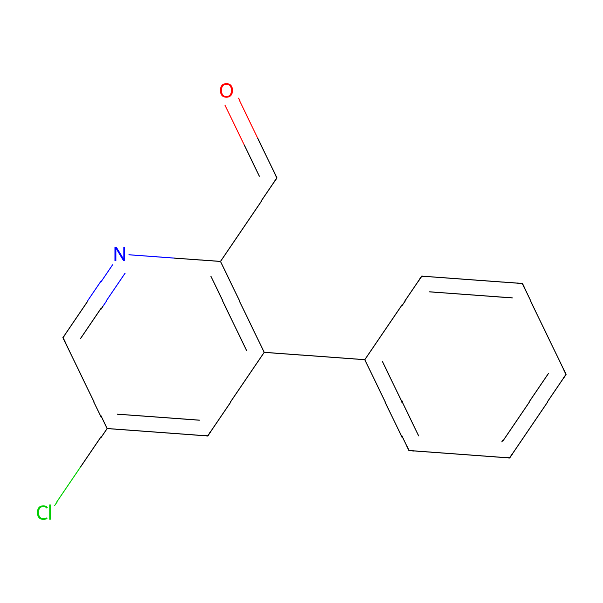 2-Pyridinecarboxaldehyde, 5-chloro-3-phenyl- molecular structure, CAS 1227582-79-7