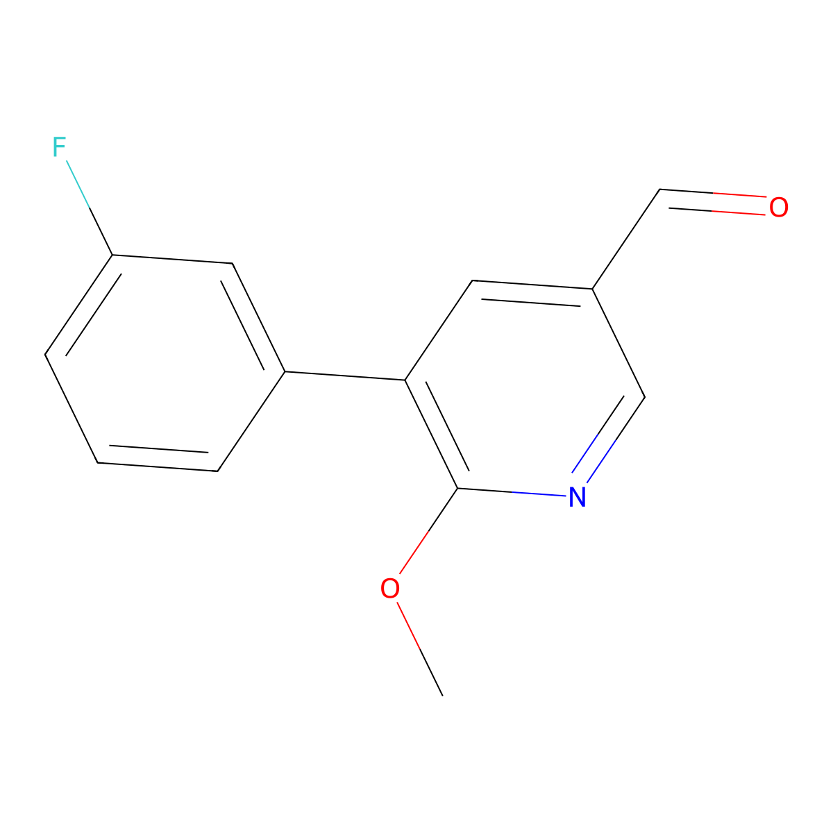 5-(3-Fluorophenyl)-6-methoxynicotinaldehyde molecular structure, CAS 1227583-49-4