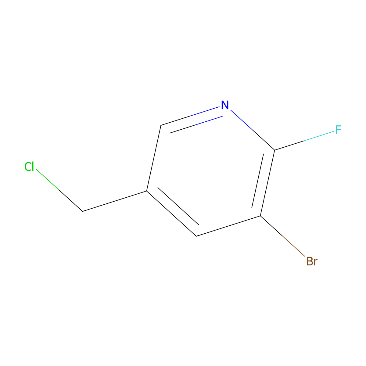 3-Bromo-5-(chloromethyl)-2-fluoropyridine molecular structure, CAS 1227584-17-9