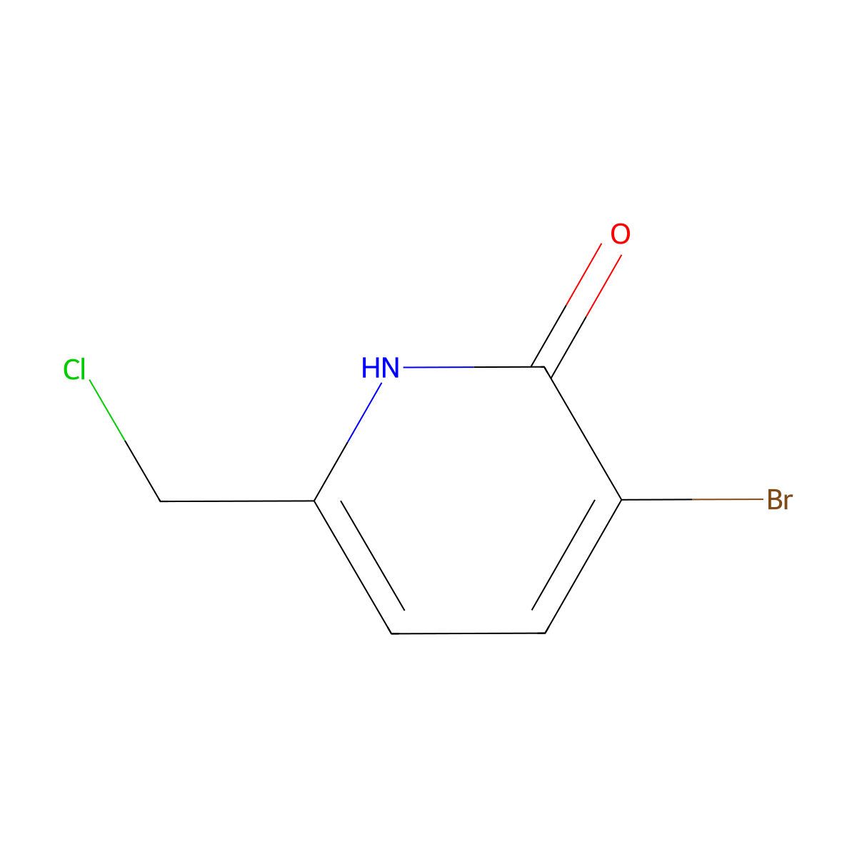 3-Bromo-6-(chloromethyl)pyridin-2-ol molecular structure, CAS 1227585-13-8
