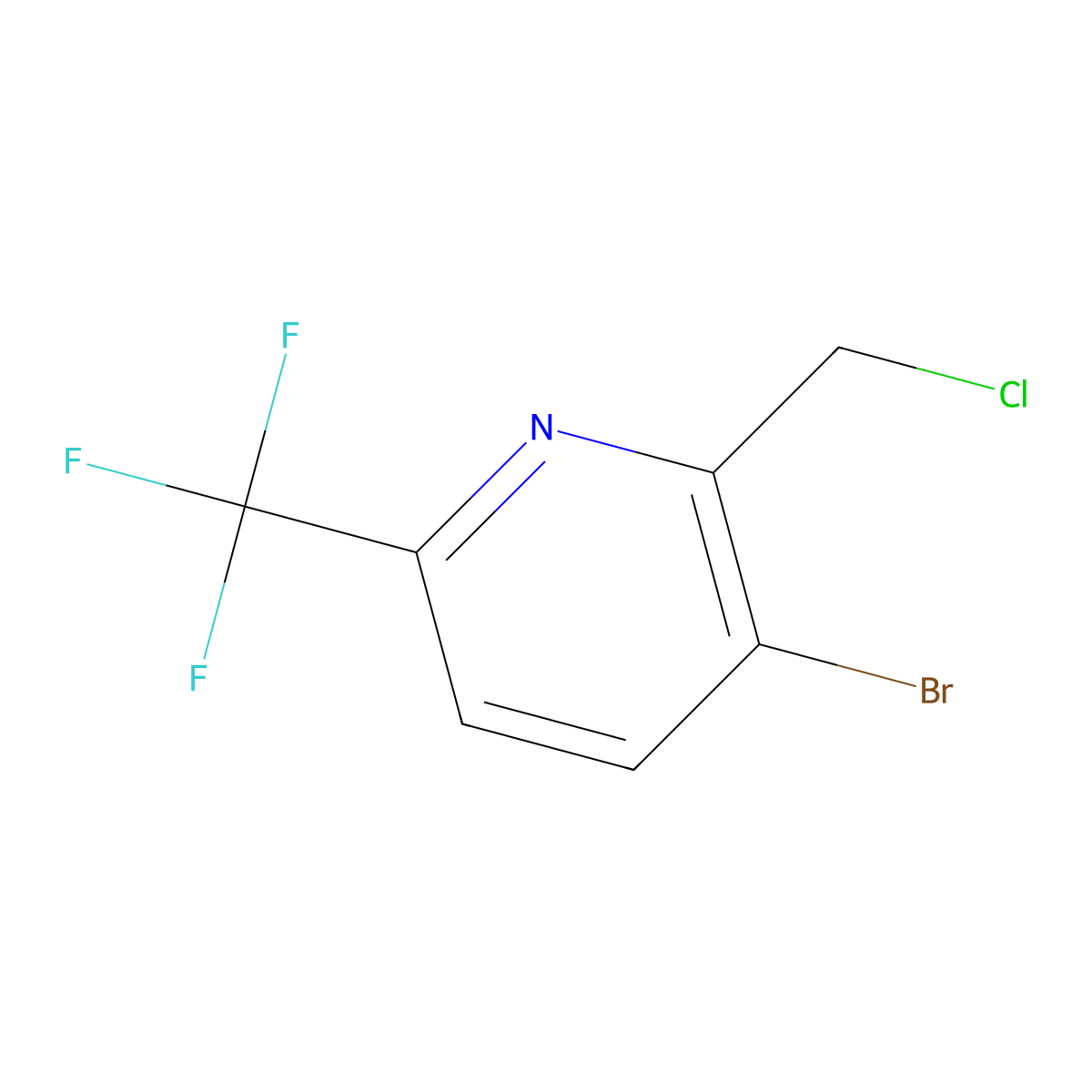 3-Bromo-2-chloromethyl-6-(trifluoromethyl)pyridine molecular structure, CAS 1227585-26-3