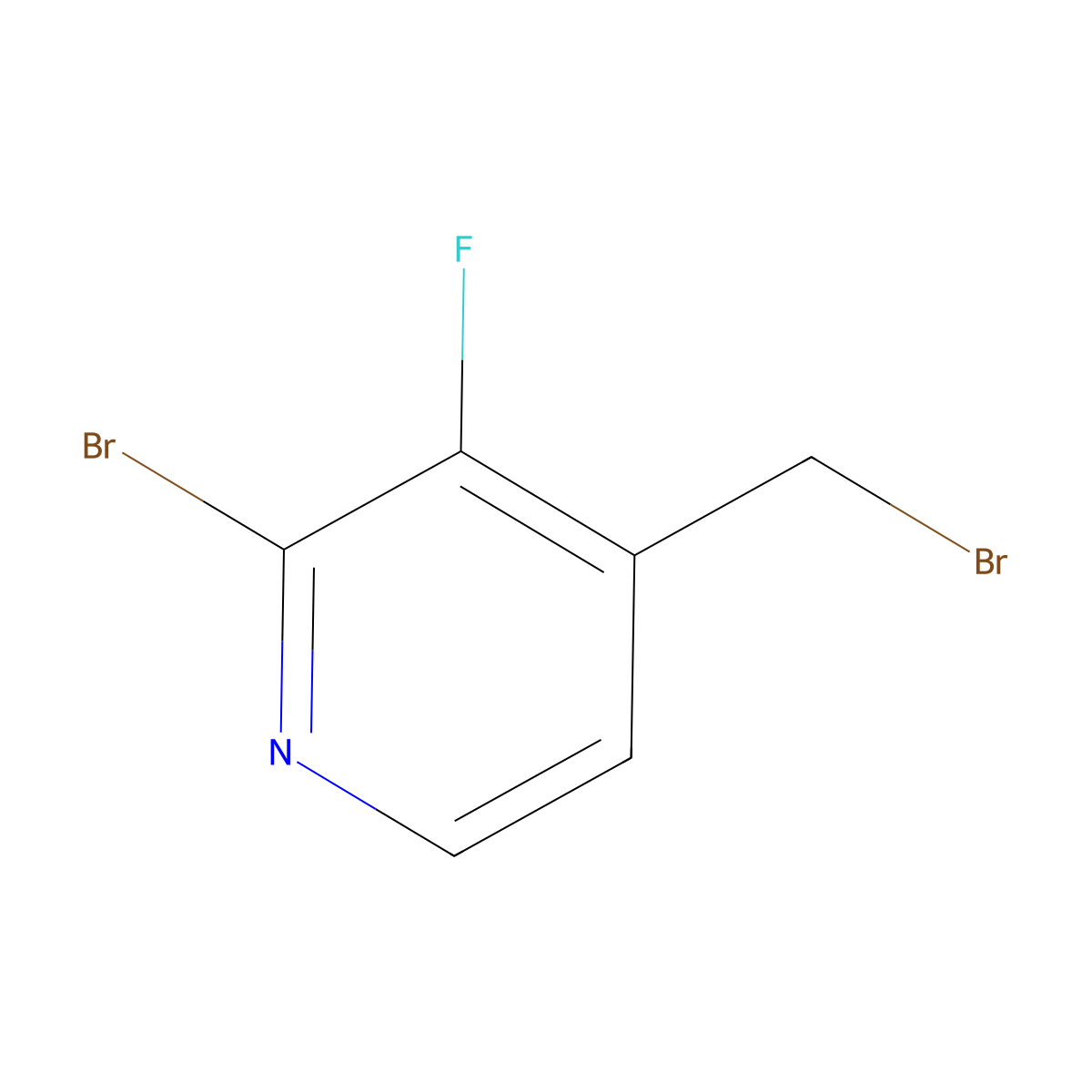 2-Bromo-4-(bromomethyl)-3-fluoropyridine molecular structure, CAS 1227585-59-2