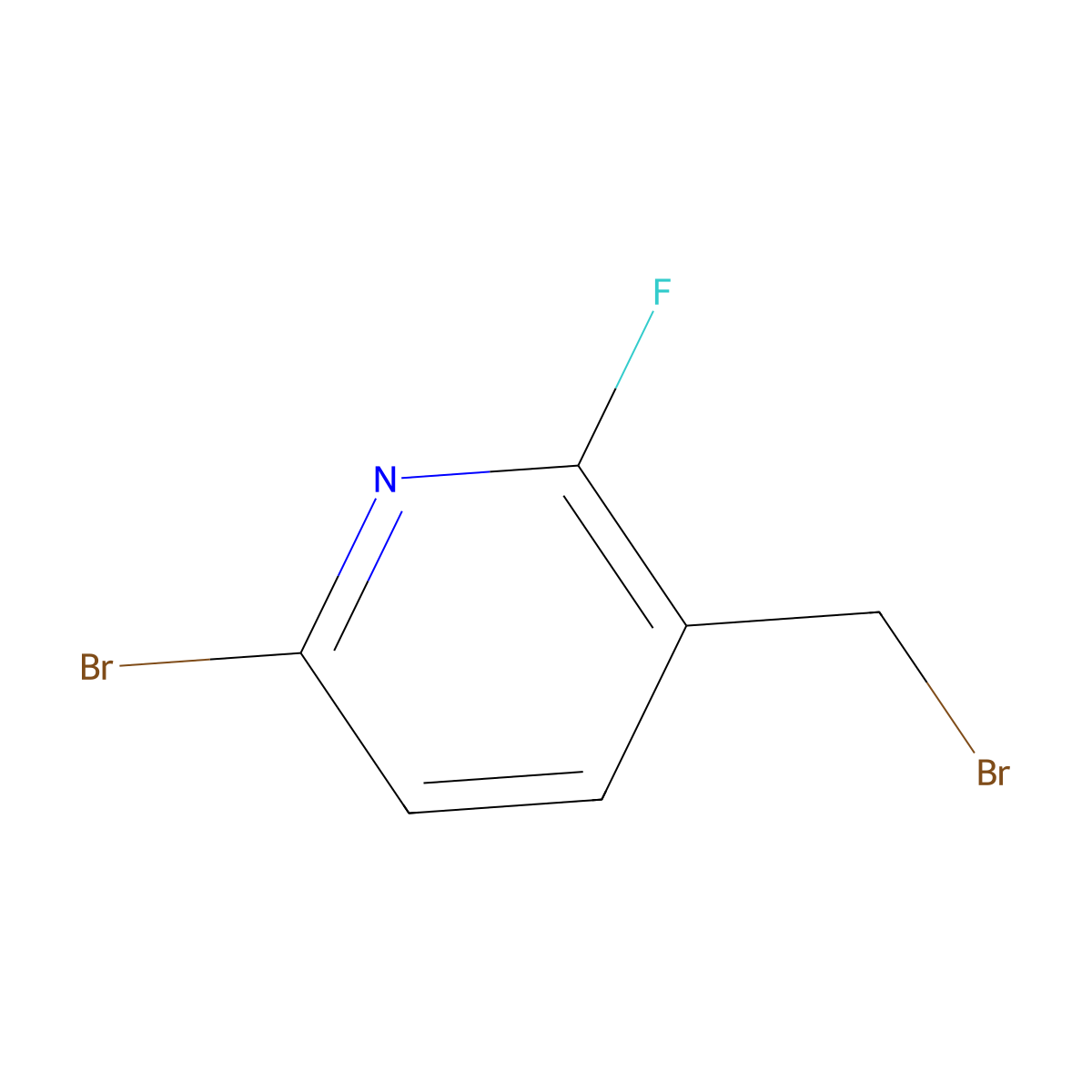 6-Bromo-3-(bromomethyl)-2-fluoropyridine molecular structure, CAS 1227585-62-7