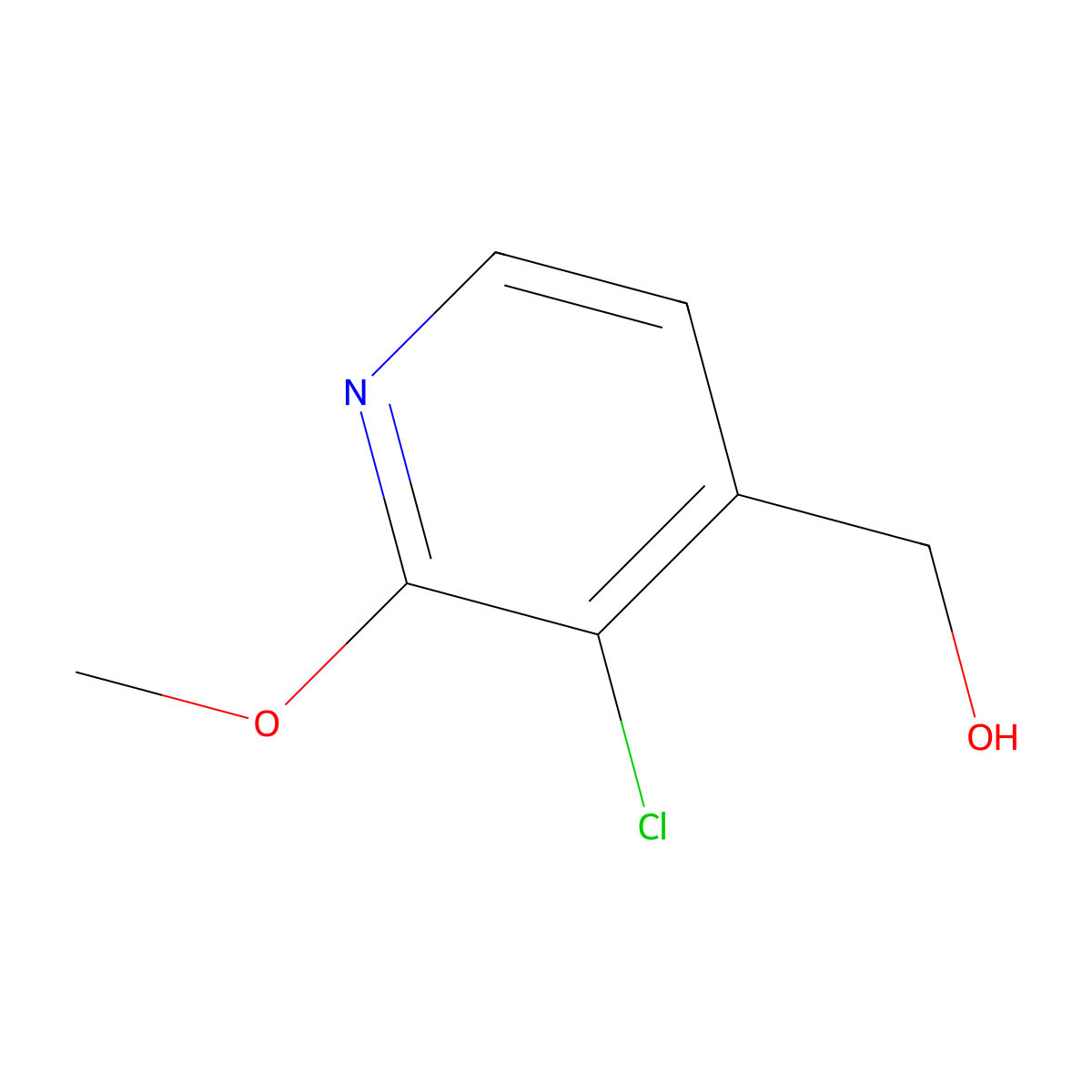 3-Chloro-4-hydroxymethyl-2-methoxypyridine molecular structure, CAS 1227586-24-4