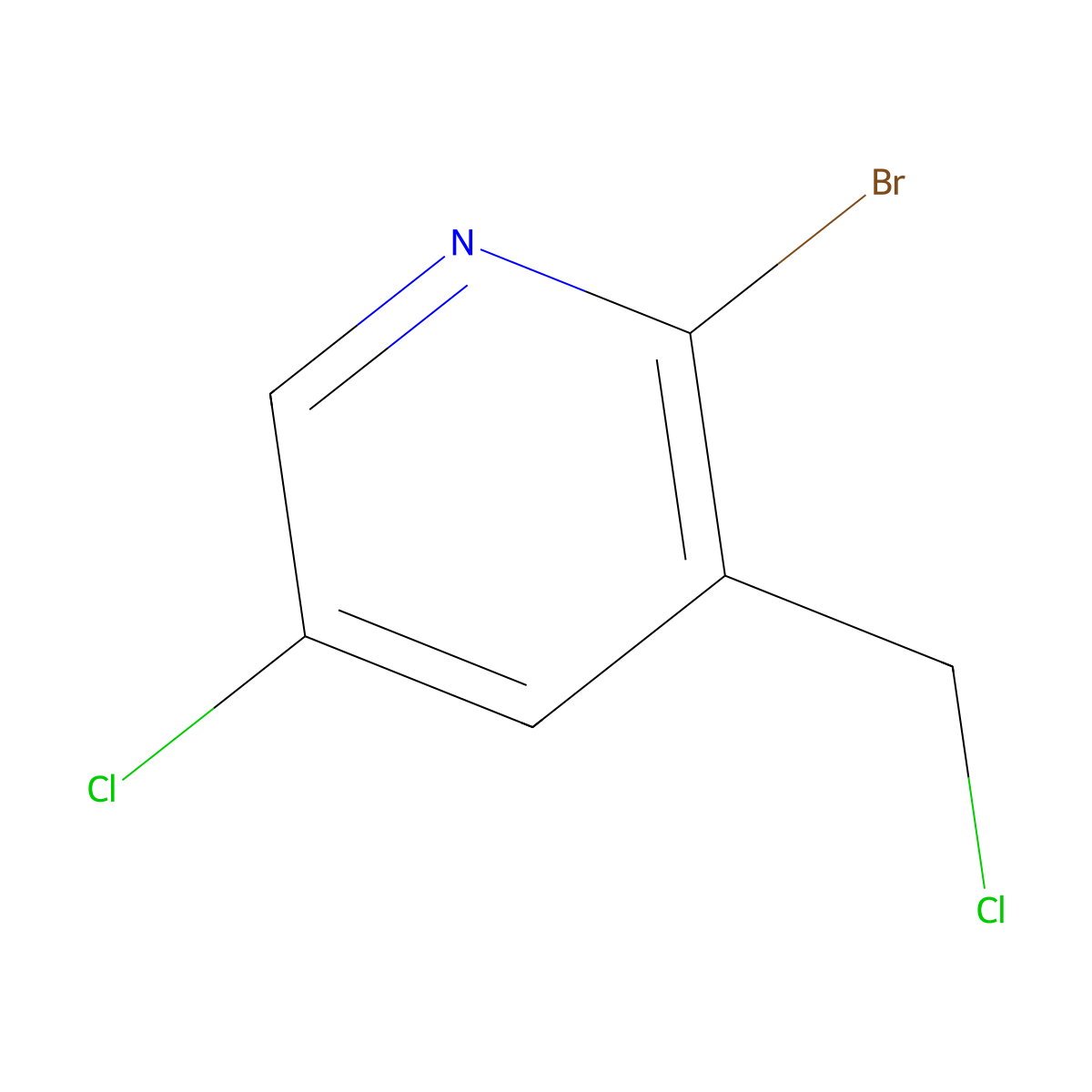 2-Bromo-5-chloro-3-(chloromethyl)pyridine molecular structure, CAS 1227588-48-8