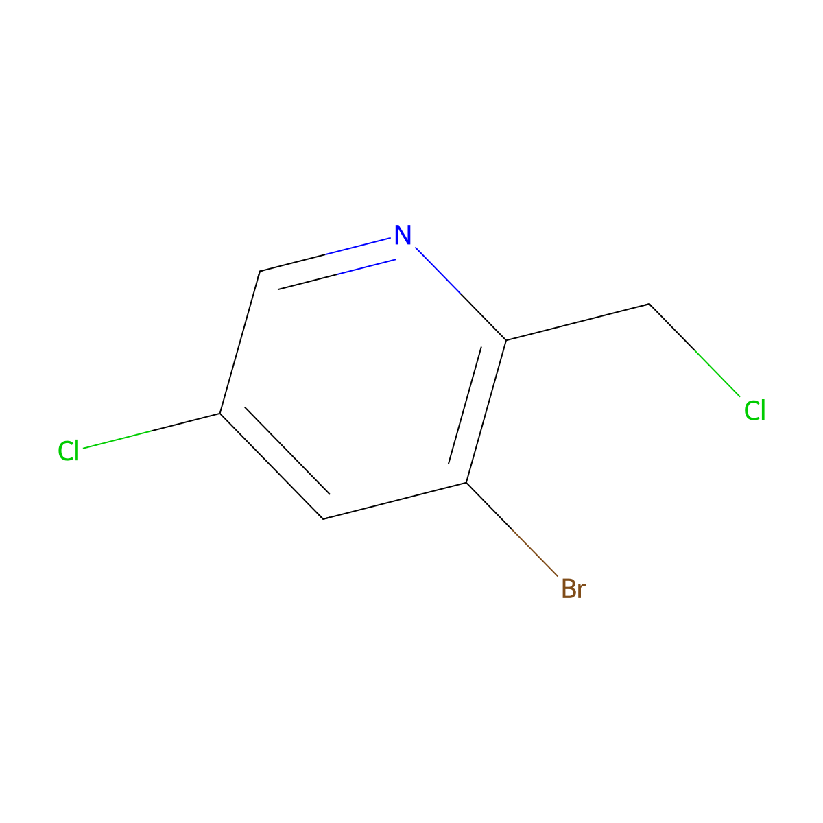 3-Bromo-5-chloro-2-(chloromethyl)pyridine molecular structure, CAS 1227588-54-6