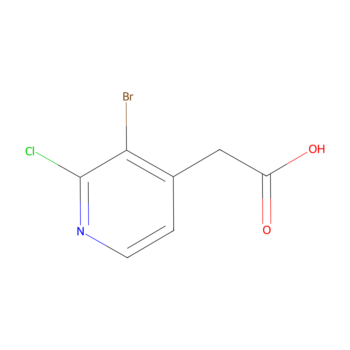 2-(3-Bromo-2-chloropyridin-4-yl)acetic acid molecular structure, CAS 1227588-82-0