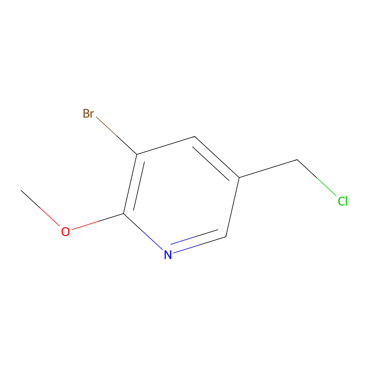 3-Bromo-5-(chloromethyl)-2-methoxypyridine molecular structure, CAS 1227588-86-4