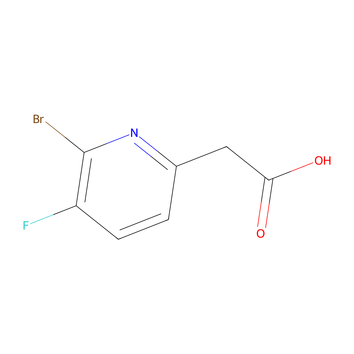 2-(6-Bromo-5-fluoropyridin-2-yl)acetic acid molecular structure, CAS 1227588-92-2