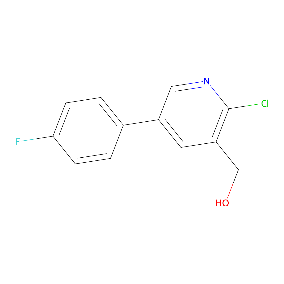 2-Chloro-5-(4-fluorophenyl)-3-pyridinemethanol molecular structure, CAS 1227589-85-6