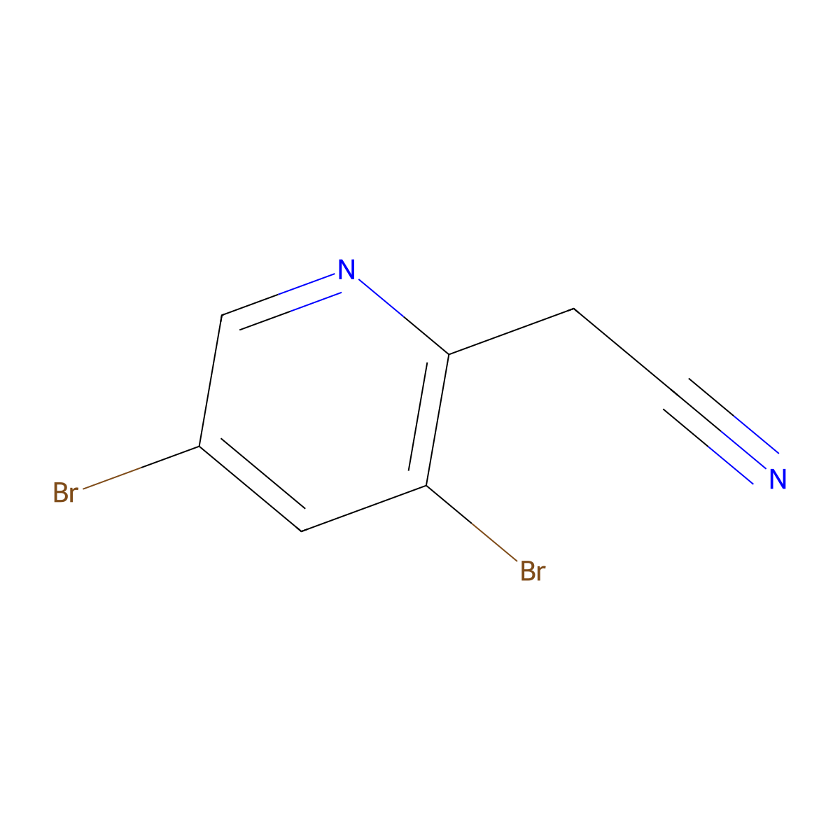 2-(3,5-Dibromo-2-pyridyl)acetonitrile molecular structure, CAS 1227590-62-6