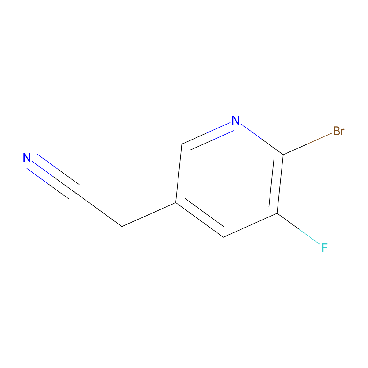 2-(6-Bromo-5-fluoropyridin-3-yl)acetonitrile molecular structure, CAS 1227591-14-1