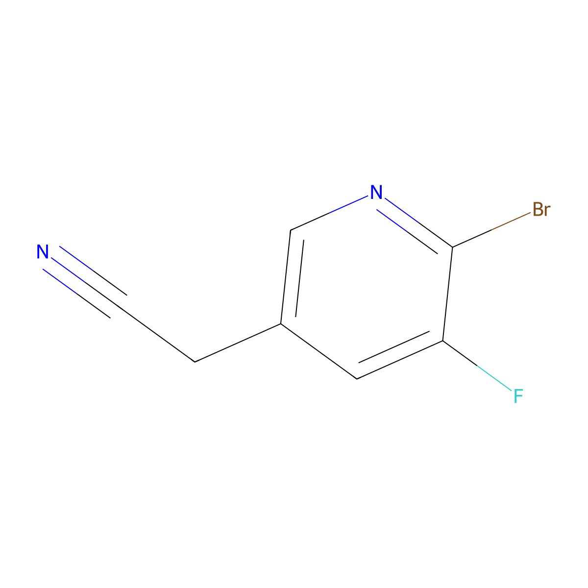 2-(6-Bromo-5-fluoropyridin-3-yl)acetonitrile molecular structure, CAS 1227591-14-1
