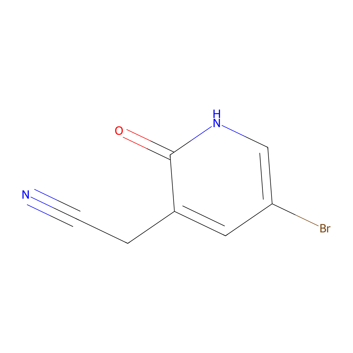 2-(5-Bromo-2-hydroxypyridin-3-yl)acetonitrile molecular structure, CAS 1227591-25-4