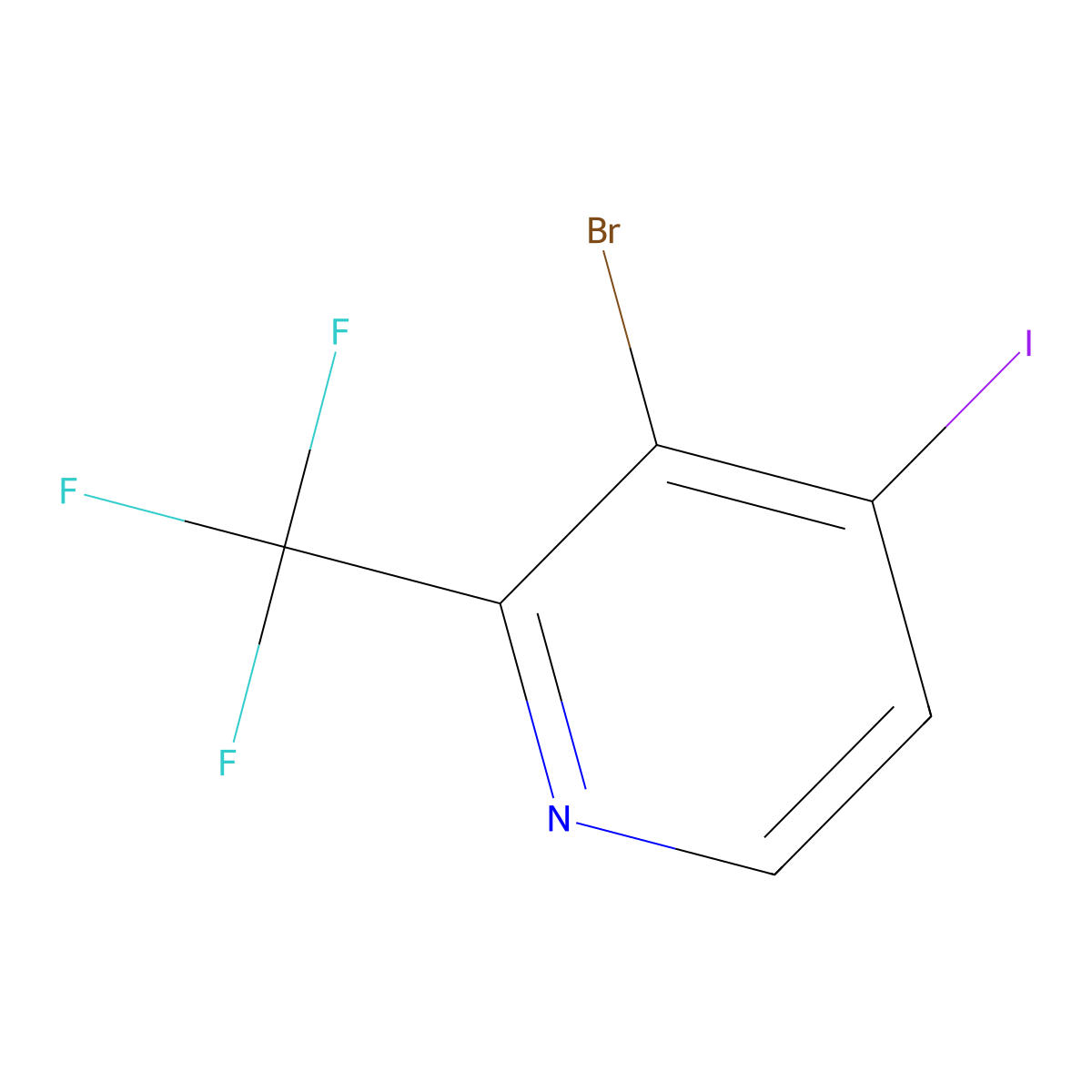3-Bromo-4-iodo-2-(trifluoromethyl)pyridine molecular structure, CAS 1227591-97-0