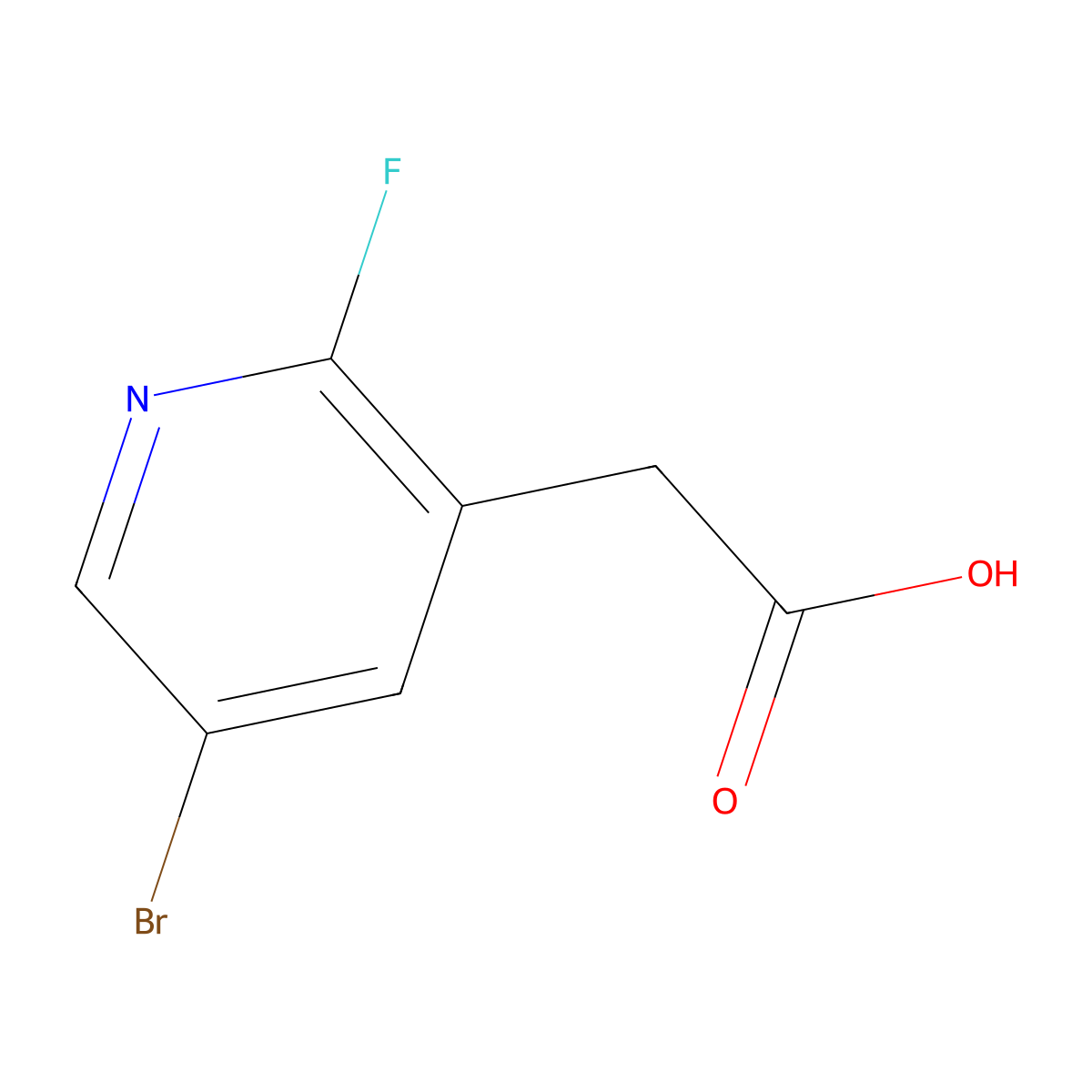 2-(5-Bromo-2-fluoropyridin-3-yl)acetic acid molecular structure, CAS 1227592-40-6
