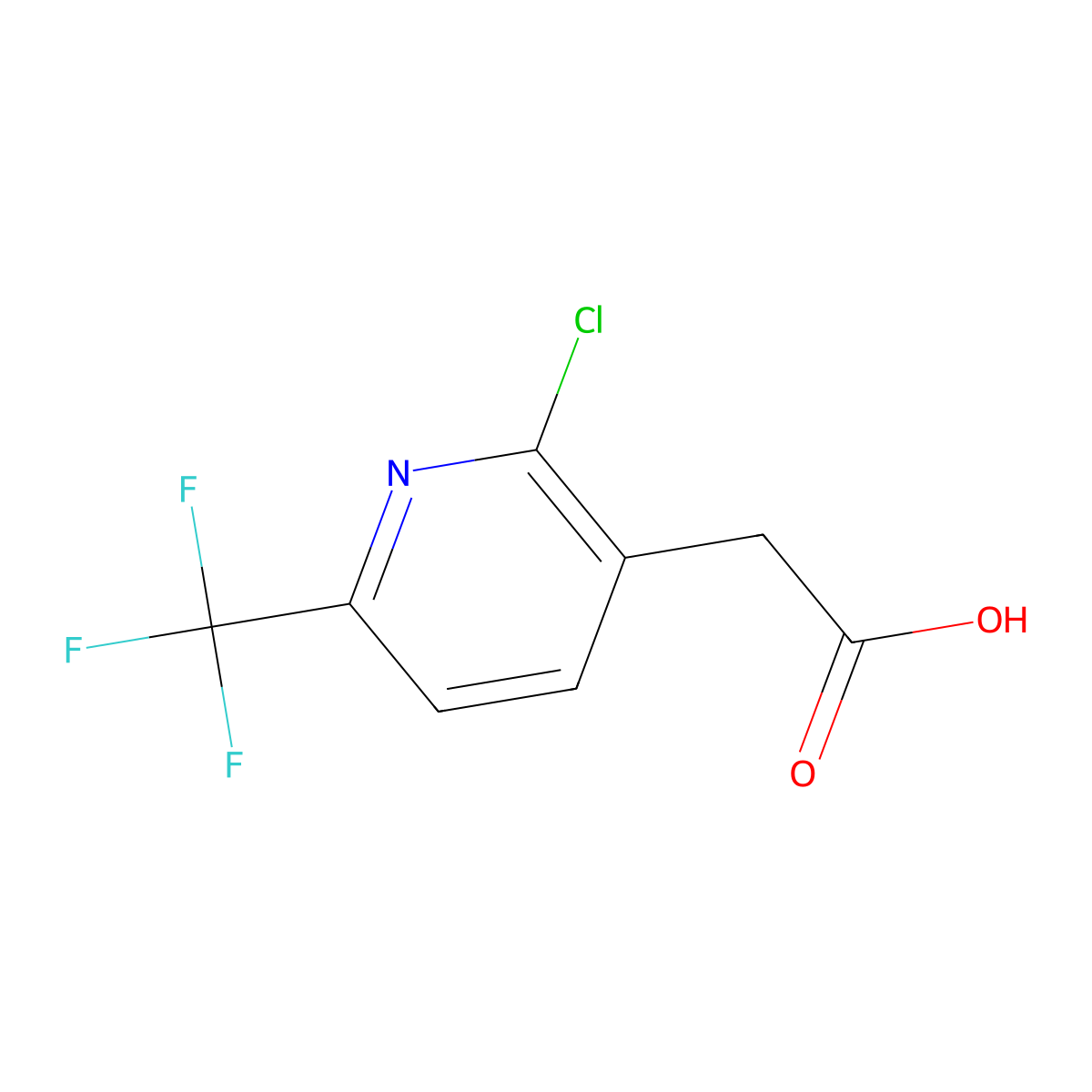 2-(2-Chloro-6-(trifluoromethyl)pyridin-3-yl)acetic acid molecular structure, CAS 1227592-95-1