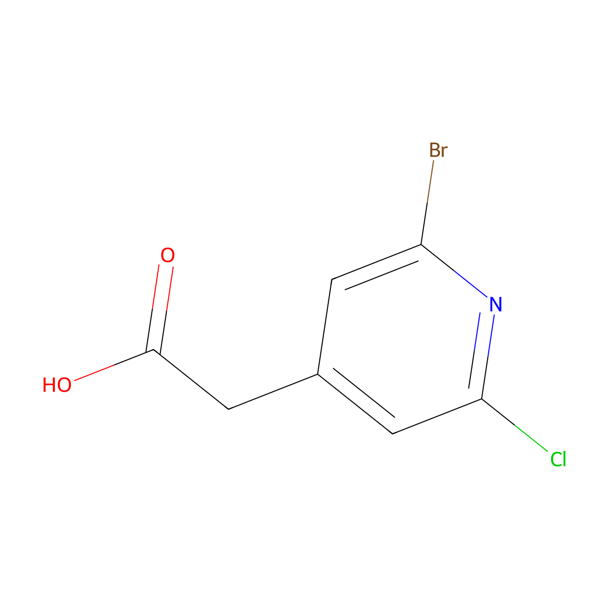2-(2-Bromo-6-chloropyridin-4-YL)acetic acid molecular structure, CAS 1227593-06-7