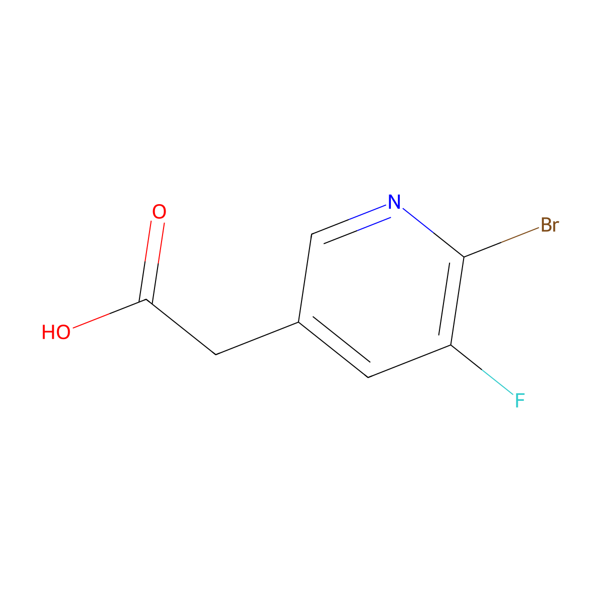 2-(6-Bromo-5-fluoropyridin-3-yl)acetic acid molecular structure, CAS 1227593-08-9